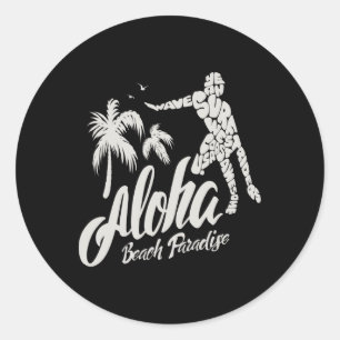 Aloha Beach Paradise Surf Surfing  Classic Round Sticker