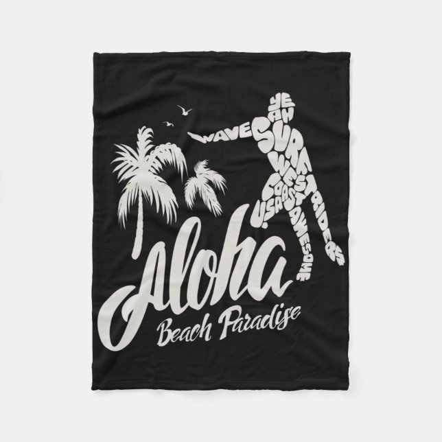Aloha Beach Paradise Surf Surfing  Fleece Blanket (Front)