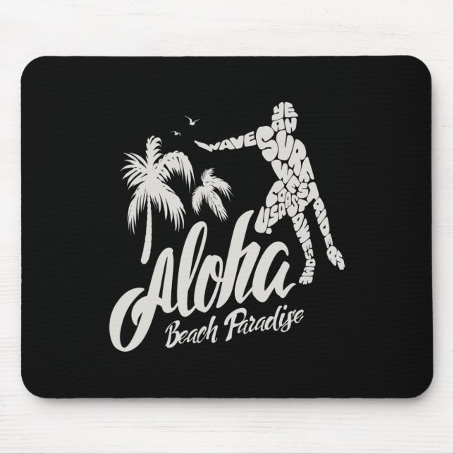 Aloha Beach Paradise Surf Surfing  Mouse Mat (Front)