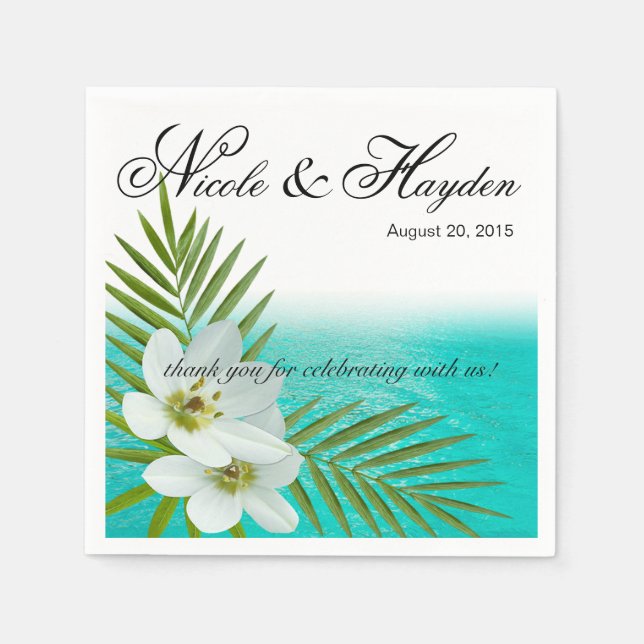 Aloha Beach Tropical Flowers Napkin (Front)