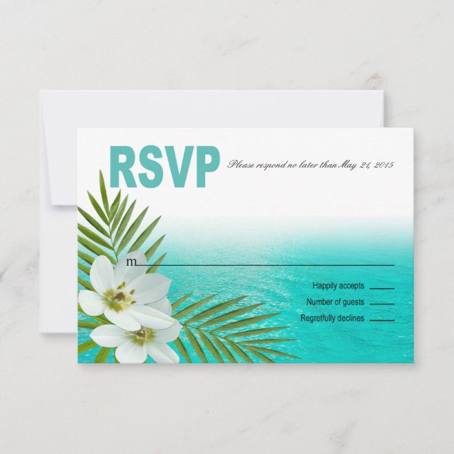 Aloha Beach Tropical Flowers RSVP (Front)