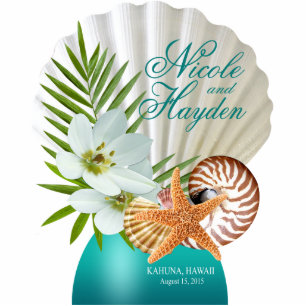 Aloha Beach Tropical Flowers Table Topper Standing Photo Sculpture