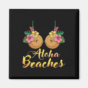 Aloha Beaches Coconut Bra Flower Breast Hawaii Par Magnet