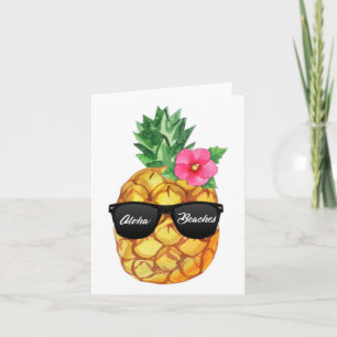 Aloha Beaches Funny Hawaiian Pineapple With Shades Card
