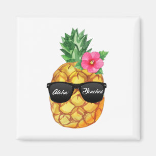 Aloha Beaches Funny Hawaiian Pineapple With Shades Magnet