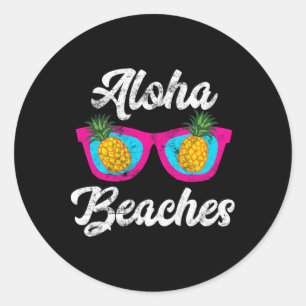 Aloha Beaches Funny Tropical Hawaiian Pineapple Su Classic Round Sticker