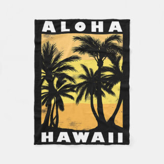 Aloha Beaches Hawaii Palm Beach Vacation Vintage S Fleece Blanket