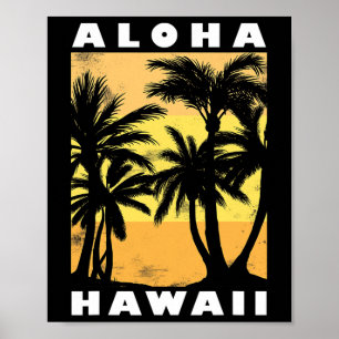 Aloha Beaches Hawaii Palm Beach Vacation Vintage S Poster