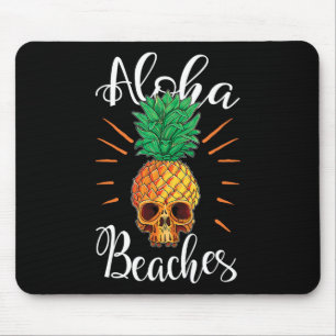 Aloha Beaches Hawaii Pineapple Skull Vacation Shir Mouse Mat