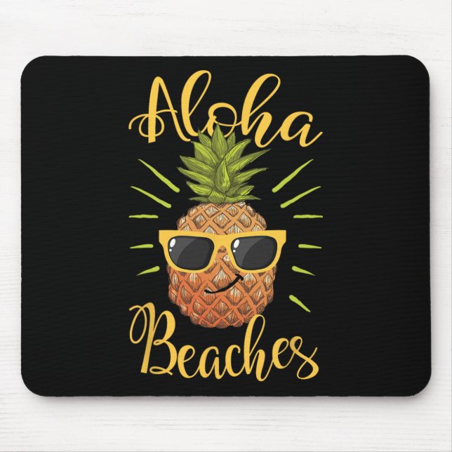 Aloha Beaches Hawaii Pineapple Sungles Travel Tee1 Mouse Mat (Front)