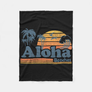 Aloha Beaches Hawaii Vintage Beach Surfing Retro H Fleece Blanket