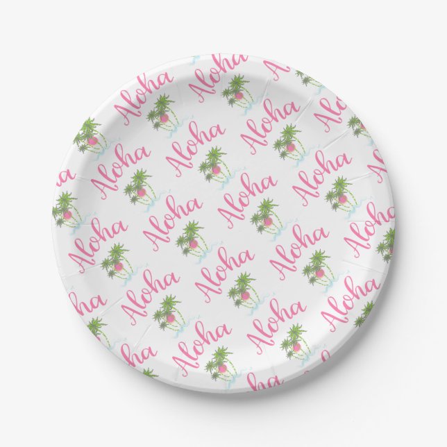 Aloha-Beaches Hawaiian Style Summer Fun Paper Plate (Front)