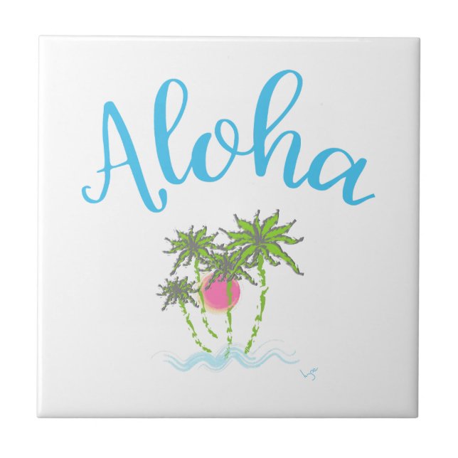 Aloha Beaches Hawaiian Style Summer Tile (Front)