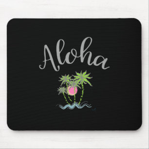 Aloha Beaches Hawaiian Style Summer Tropical Black Mouse Mat