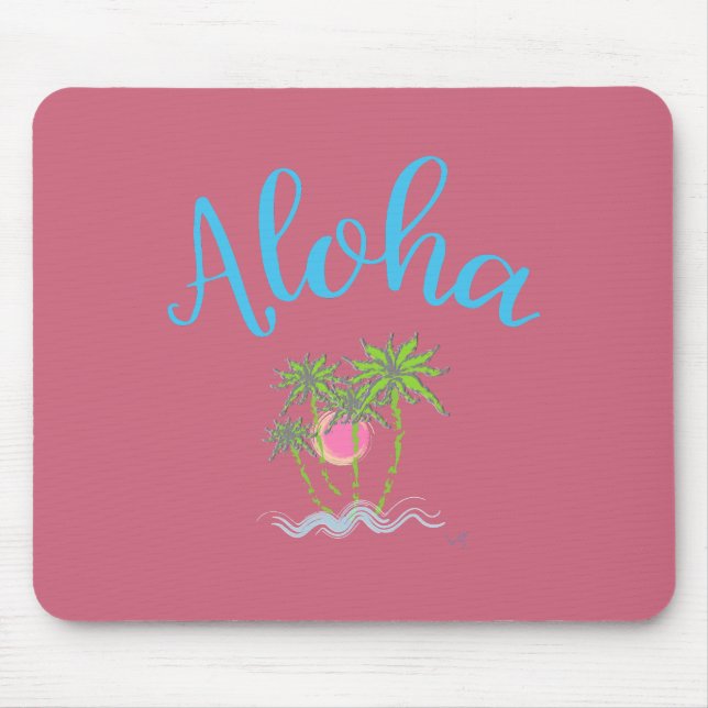 Aloha Beaches Hawaiian Style Summer Tropical Mouse Mat (Front)