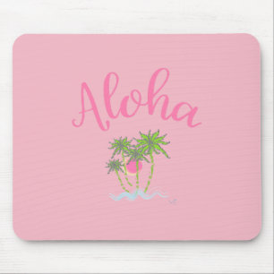 Aloha Beaches Hawaiian Style Summer Tropical Pink Mouse Mat