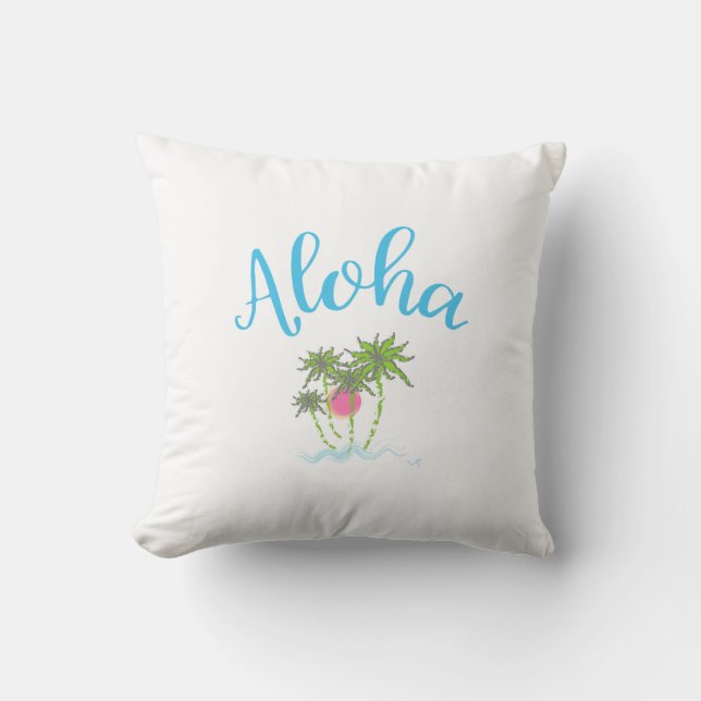 Aloha Beaches Hawaiian Style Summer Unique Cushion (Front)