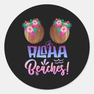 Aloha Beaches Hawaiian Tropical Coconut Bra Classic Round Sticker