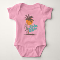 Aloha Beaches Hula Girl Hawaii Hawaiian Retro