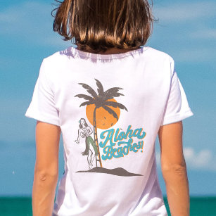 Aloha Beaches Hula Girl Hawaii Hawaiian Retro T-Shirt
