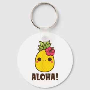 Aloha Beaches Kawaii Cute Pineapple Hawaii Hawaiia Key Ring