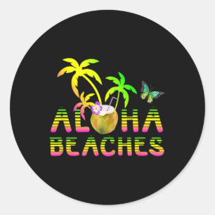 Aloha Beaches Palm Trees Tail Butterfly Tee Classic Round Sticker