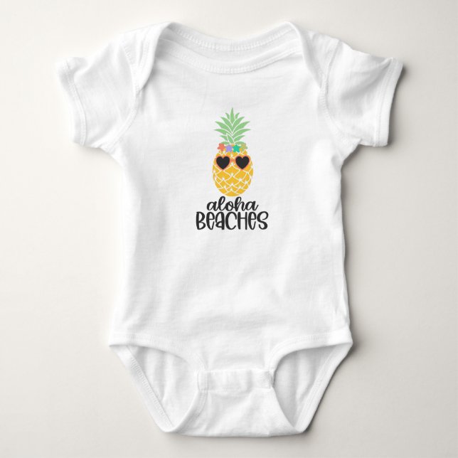Aloha Beaches Pineapple Baby Bodysuit (Front)