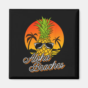 Aloha Beaches Pineapple Cool Vintage Hawaiian Summ Magnet