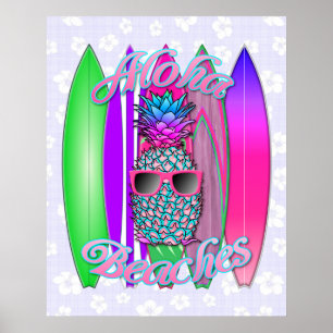 Aloha Beaches Pineapple Poster