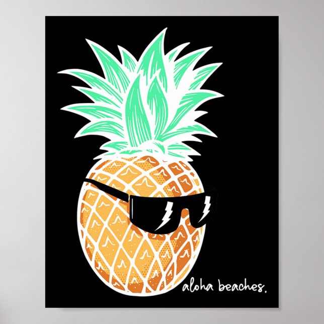 Aloha Beaches Pineapple Summer Beach Tropical Vaca Poster (Front)