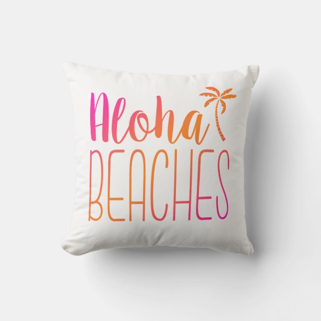Aloha Beaches | Pink and Orange Pillow (Front)