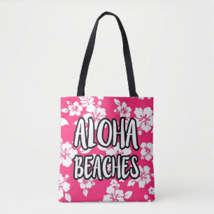 Aloha Beaches Pink Hibiscus tote bag