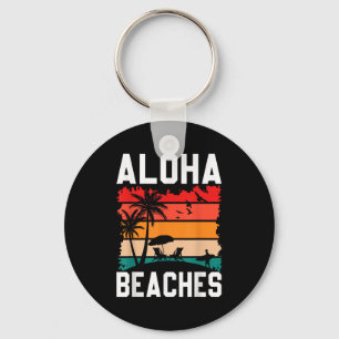 Aloha Beaches Retro Beach Vacation Summer Quote Wo Key Ring