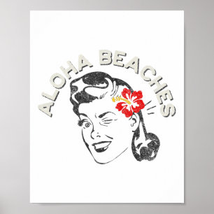 Aloha Beaches Retro Vintage Style Hawaii Vacation1 Poster