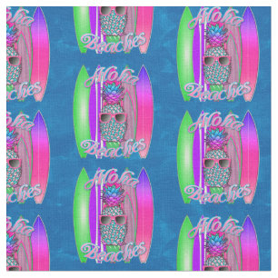 Aloha Beaches Summer Surfing Pineapple Fabric