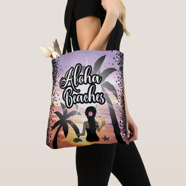 Aloha beaches  sun and beach personalised  tote bag (Close Up)