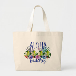 Aloha Beaches Tropical Hawaiian Summer Large Tote Bag