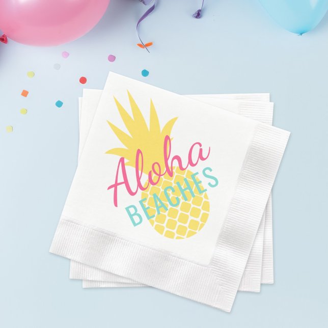Aloha Beaches Tropical Yellow Pineapple Napkin (Creator Uploaded)