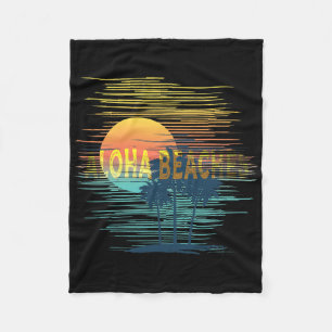 Aloha Beaches Vintage Sunset Hawaii Hawaiian Summe Fleece Blanket