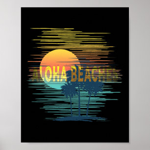 Aloha Beaches Vintage Sunset Hawaii Hawaiian Summe Poster