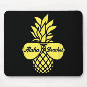 Aloha Beaches Yellow Pineapple Gift Hawaii Sungles Mouse Mat