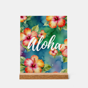 Aloha beautiful hibiscus flower pattern Hawaii Acrylic Sign