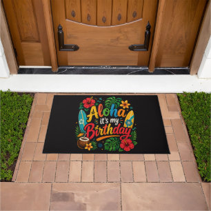 Aloha Birthday Hibiscus Hawaii Doormat