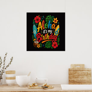 Aloha Birthday Hibiscus Hawaii Poster