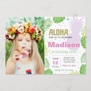 Aloha Birthday Invite with photo
