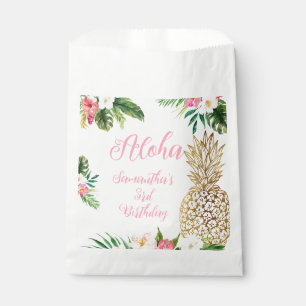 Aloha Birthday Luau Hawaiian Gold Pineapple Favour Bags