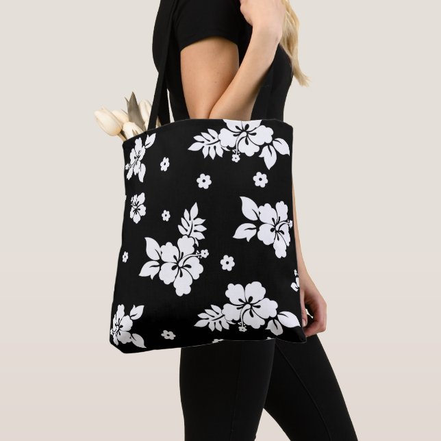 Aloha Black Classic Hawaiian Pattern  Tote Bag (Close Up)