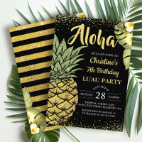 Aloha Black Gold Tropical Pineapple Birthday
