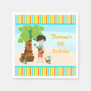 Aloha Black Hair Boy Party Napkin