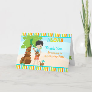 Aloha Black Hair Boy Thank You Card